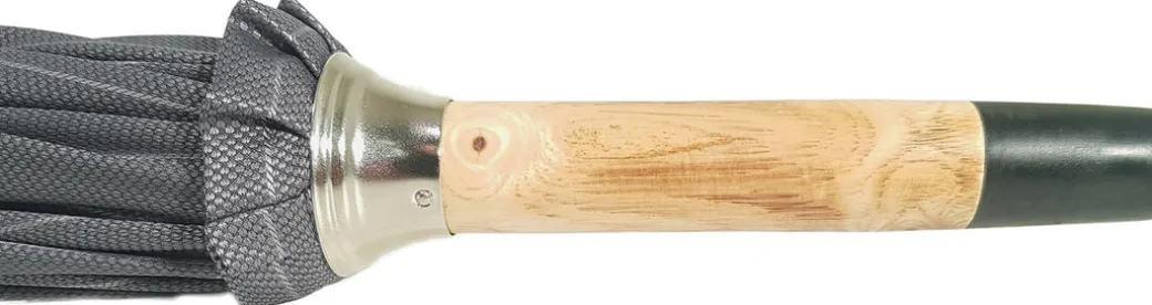 Ombrello in legno di frassino artigianale - Tessuto jaquard grigio