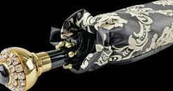 Ombrello nero doppio baldacchino con design damascato