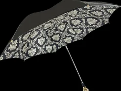 Ombrello nero doppio baldacchino con design damascato