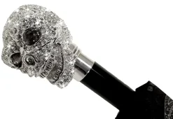 Ombrello pieghevole con teschio placcato argento925 e Swarovski