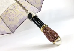 Ombrello pieghevole da donna crema e magenta