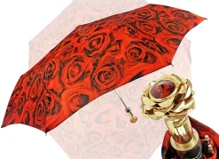 Ombrello pieghevole romantico con manico in oro placcato oro 24k