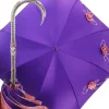 Ombrello ricamato a mano - Viola con rose rosa