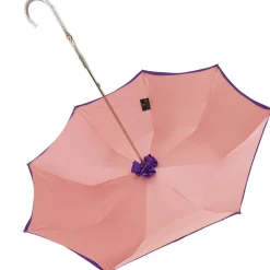 Ombrello ricamato a mano - Viola con rose rosa