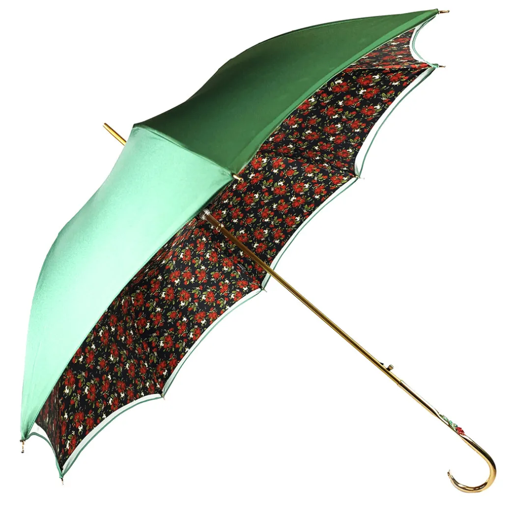 Ombrello verde con fantasia rose