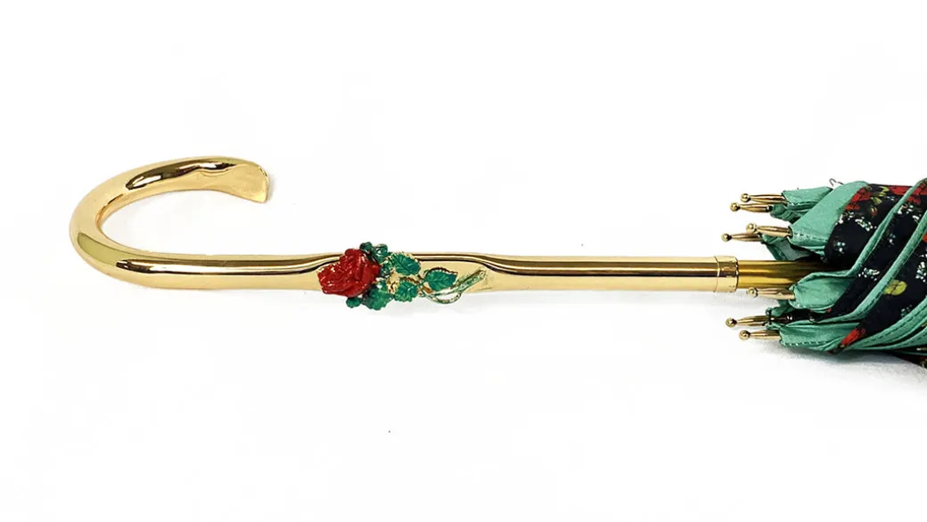 Ombrello verde con fantasia rose