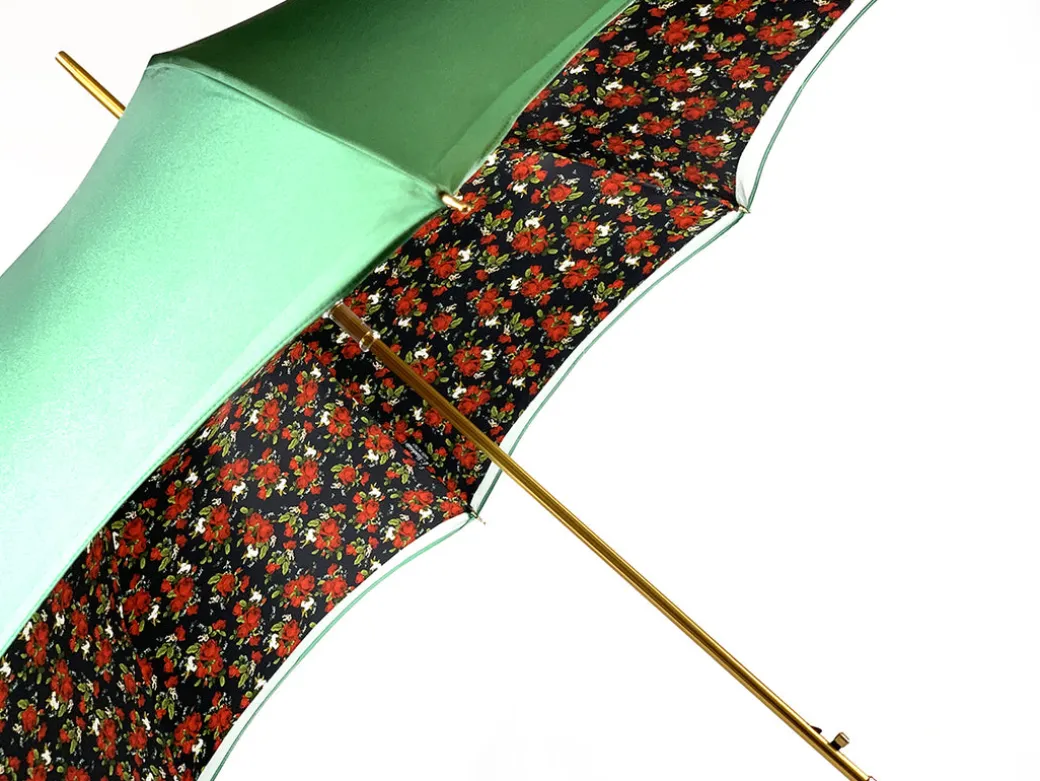 Ombrello verde con fantasia rose
