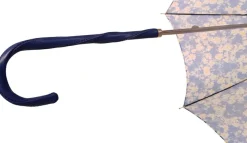 Parasole floreale con Margherite - Manico in pelle blu