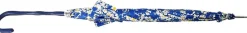 Parasole floreale con Margherite - Manico in pelle blu
