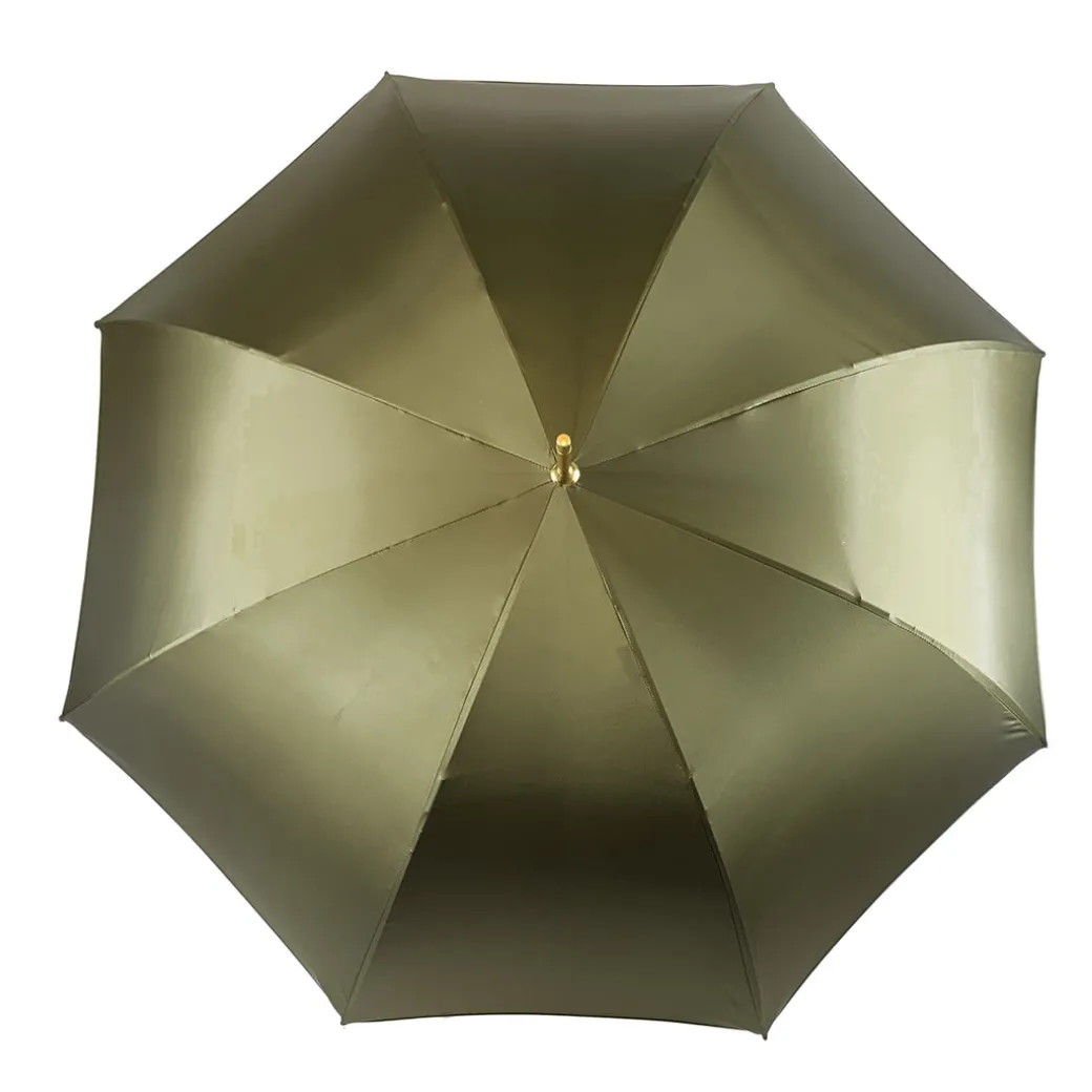 Prezioso ombrello color Khaki con medaglione di cristalli