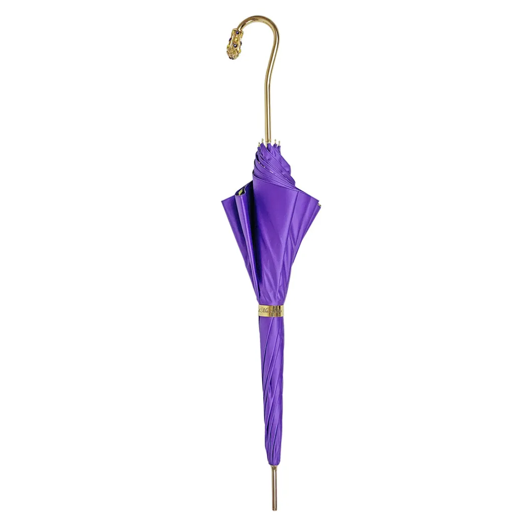 Prezioso ombrello viola con cristalli gialli