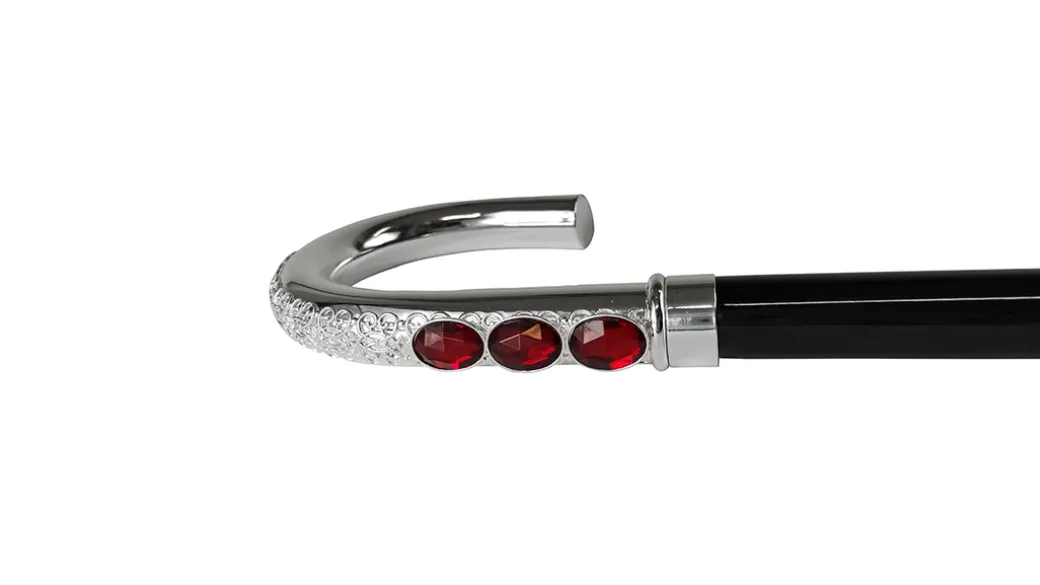 Robusto bastone da passeggio con pietre rosse