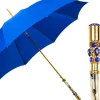 Sapphire Splendor: Handcrafted Electric Blue Umbrella with Crystal Han