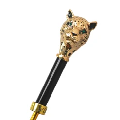 Savannah Majesty: Green Umbrella with Striking Leopard Handle