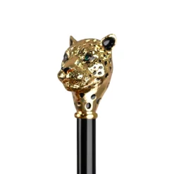 Savannah Majesty: Green Umbrella with Striking Leopard Handle