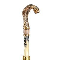 Snake Charmer: il Marchesato Umbrella with Cobra Handle in Gold