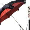 Special Edition Umbrella Featuring Black Ruffles and Silver-Plated Acc