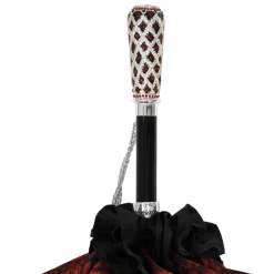 Special Edition Umbrella Featuring Black Ruffles and Silver-Plated Acc