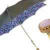 Splendido ombrello grigio con viola chiaro all'interno