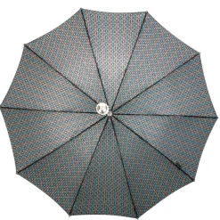 Stylish Grey & Blue Jacquard Umbrella - Silverplated handle