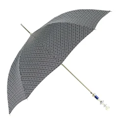 Stylish Grey & Blue Jacquard Umbrella - Silverplated handle